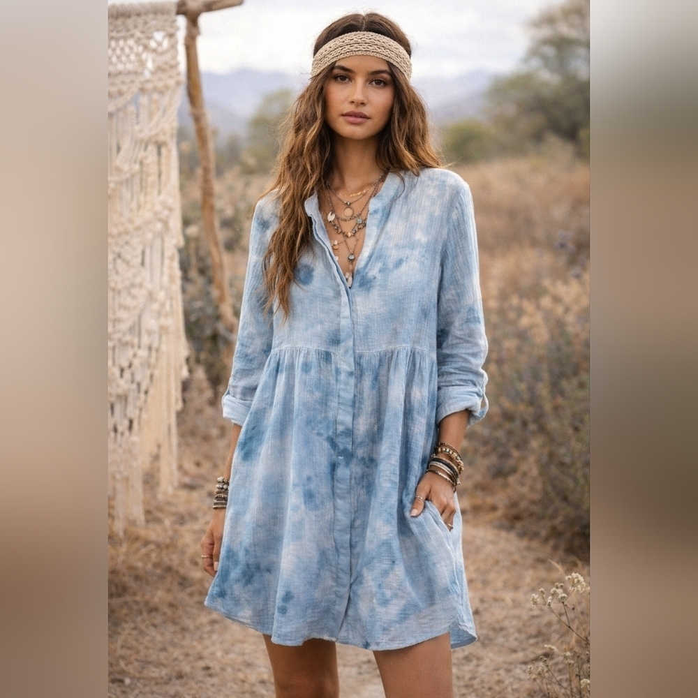 Cloth & Stone Watercolor Skies Tencel Dress NWT